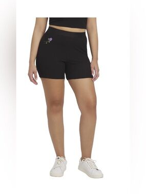 Mills by Millie Bobby Brown-Black Embroidery Bike Short Small NWT